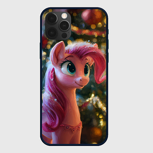 Чехол iPhone 12 Pro Max Милая лошадка с розовой гривой / 3D-Черный – фото 1