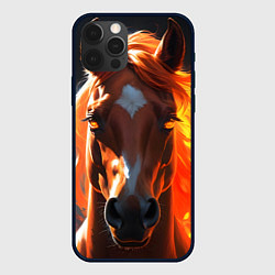 Чехол для iPhone 12 Pro Max Завораживающая огненная лошадь, цвет: 3D-черный