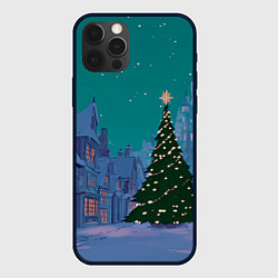 Чехол iPhone 12 Pro Max Зеленая новогодняя елка во вдоре