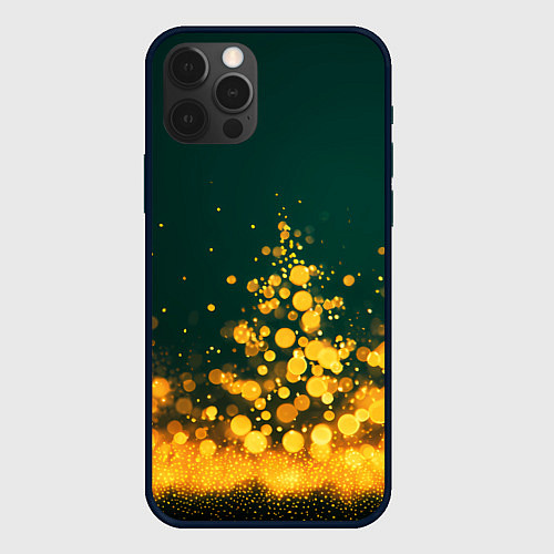 Чехол iPhone 12 Pro Max Новогодние елочки из боке / 3D-Черный – фото 1