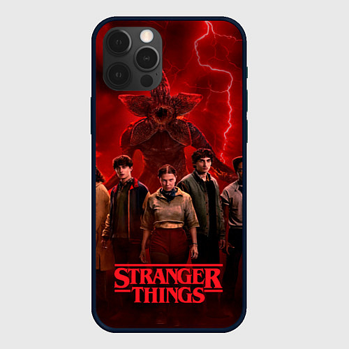 Чехол iPhone 12 Pro Max Герои и демогоргон Загадочные события финал / 3D-Черный – фото 1