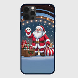 Чехол для iPhone 12 Pro Max Санта с мешком подарков, цвет: 3D-черный