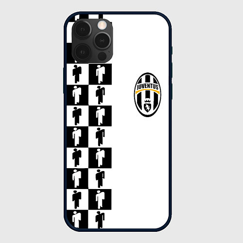 Чехол iPhone 12 Pro Max Ювентус паттерн люди / 3D-Черный – фото 1