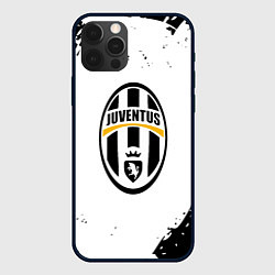 Чехол iPhone 12 Pro Max Ювентус краски черно белые всплеск