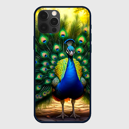 Чехол iPhone 12 Pro Max Царственный павлин / 3D-Черный – фото 1