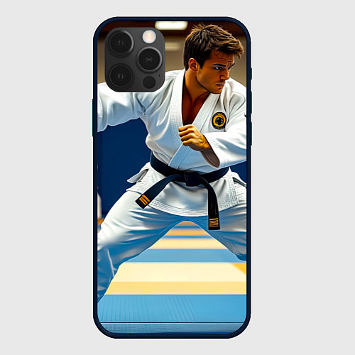 Чехол iPhone 12 Pro Max Дзюдоист на татами / 3D-Черный – фото 1