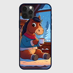 Чехол для iPhone 12 Pro Max Лошадка у камина, цвет: 3D-черный