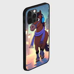 Чехол для iPhone 12 Pro Max Лошадка в шарфе и наушниках, цвет: 3D-черный — фото 2