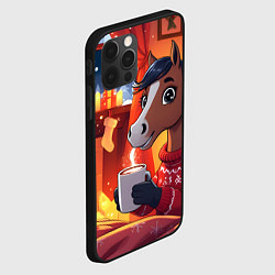 Чехол для iPhone 12 Pro Max Лошадка зимним вечером, цвет: 3D-черный — фото 2