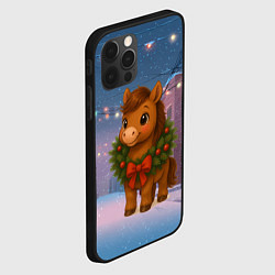 Чехол для iPhone 12 Pro Max Лошадка с новогоднем венком 2026, цвет: 3D-черный — фото 2