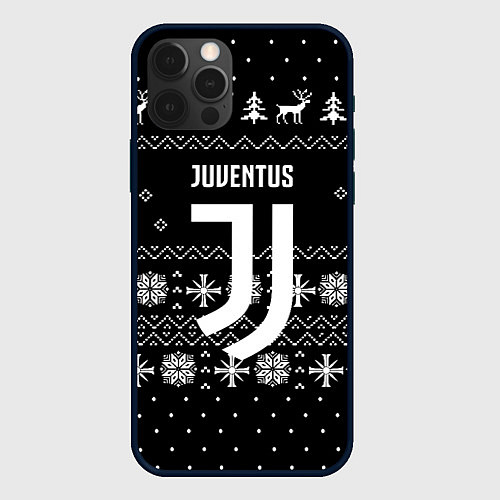 Чехол iPhone 12 Pro Max Ювентус новый год текстура / 3D-Черный – фото 1