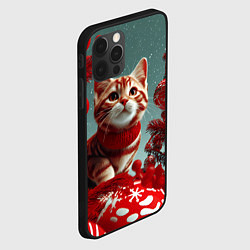 Чехол для iPhone 12 Pro Max Рыжий кот - Новый год, цвет: 3D-черный — фото 2