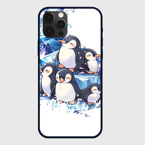 Чехол iPhone 12 Pro Max Пингвины и лёд / 3D-Черный – фото 1