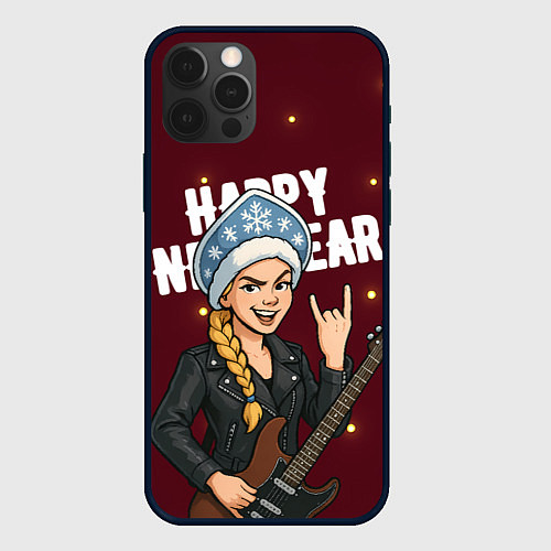 Чехол iPhone 12 Pro Max Снегурочка рокерша / 3D-Черный – фото 1