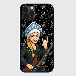 Чехол iPhone 12 Pro Max Снегурочка с гитарой - Рок