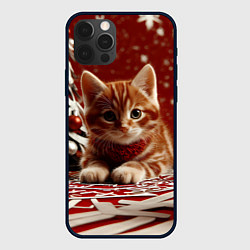 Чехол для iPhone 12 Pro Max Рыжий Новогодний котенок, цвет: 3D-черный