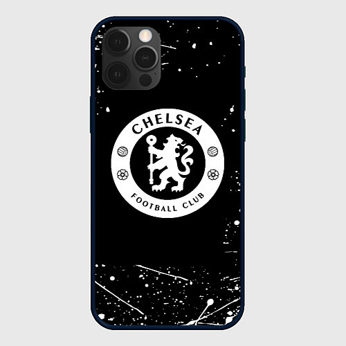 Чехол iPhone 12 Pro Max Челси белые краски всплеск / 3D-Черный – фото 1