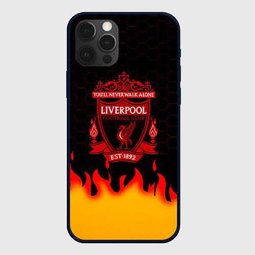 Чехол iPhone 12 Pro Max Liverpool огонь спорт / 3D-Черный – фото 1
