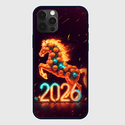 Чехол iPhone 12 Pro Max Новогодняя мандариновая лошадь 2026