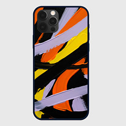 Чехол для iPhone 12 Pro Max Полоски краски абстракция, цвет: 3D-черный
