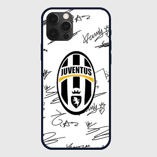 Чехол iPhone 12 Pro Max Ювентус автографы текстура / 3D-Черный – фото 1
