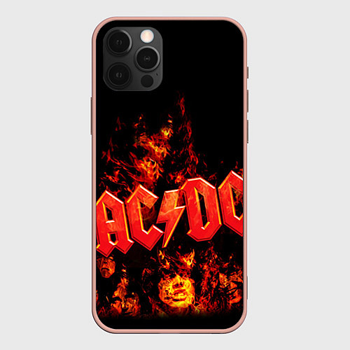 Чехол iPhone 12 Pro Max AC/DC Flame / 3D-Светло-розовый – фото 1