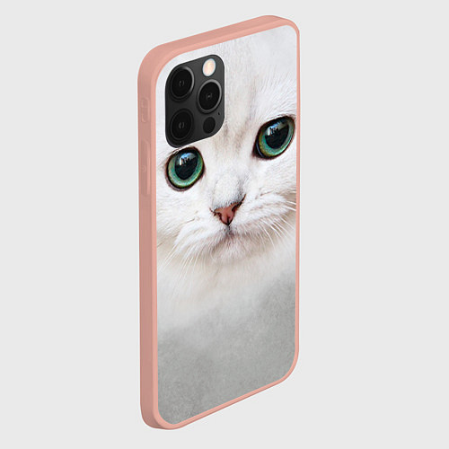 Чехол iPhone 12 Pro Max Белый котик / 3D-Светло-розовый – фото 2