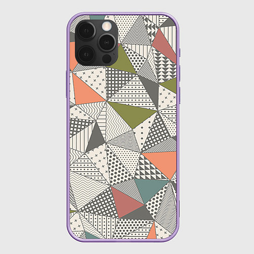 Чехол iPhone 12 Pro Max Геометрия / 3D-Сиреневый – фото 1