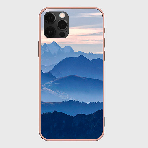 Чехол iPhone 12 Pro Max Горы / 3D-Светло-розовый – фото 1