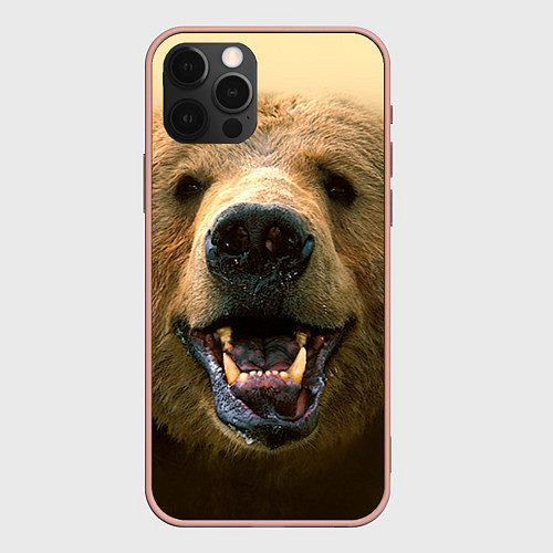 Чехол iPhone 12 Pro Max Взгляд медведя / 3D-Светло-розовый – фото 1
