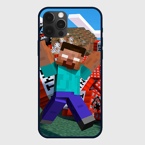 Чехол iPhone 12 Pro Max Minecraft Man / 3D-Черный – фото 1