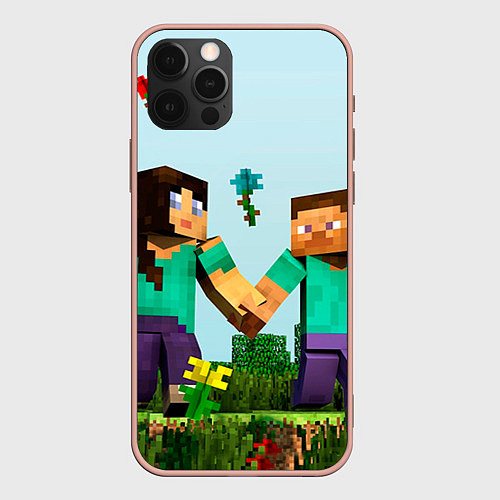 Чехол iPhone 12 Pro Max Minecraft Stories / 3D-Светло-розовый – фото 1
