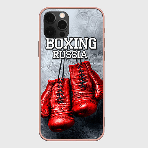 Чехол iPhone 12 Pro Max Boxing Russia / 3D-Светло-розовый – фото 1