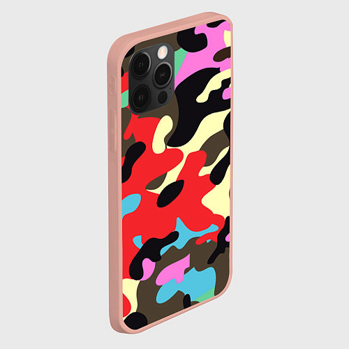 Чехол iPhone 12 Pro Max Яркий камуфляж / 3D-Светло-розовый – фото 2