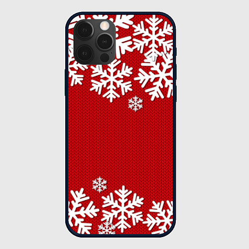 Чехол iPhone 12 Pro Max Снежинки / 3D-Черный – фото 1