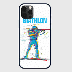 Чехол для iPhone 12 Pro Max Биатлон, цвет: 3D-черный