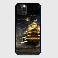 Чехол для iPhone 12 Pro Max Боевой парусник в суровую погоду, цвет: 3D-черный