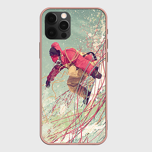 Чехол iPhone 12 Pro Max Сноуборд / 3D-Светло-розовый – фото 1