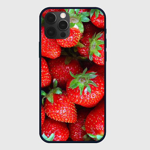 Чехол iPhone 12 Pro Max Клубничная / 3D-Черный – фото 1