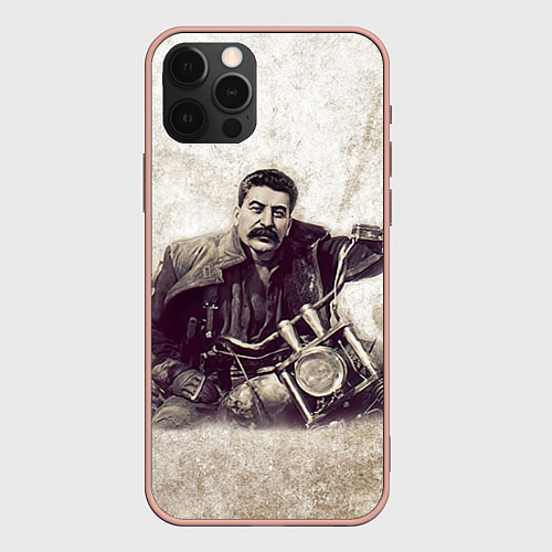 Чехол iPhone 12 Pro Max Сталин байкер / 3D-Светло-розовый – фото 1