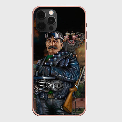 Чехол iPhone 12 Pro Max Сталин военный / 3D-Светло-розовый – фото 1
