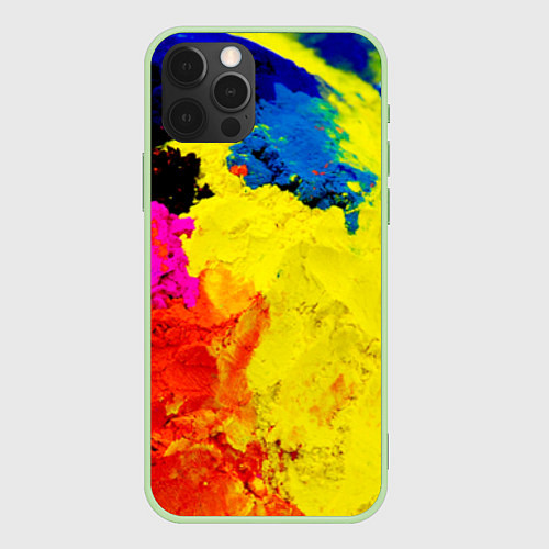 Чехол iPhone 12 Pro Max Индуистский фестиваль красок / 3D-Салатовый – фото 1