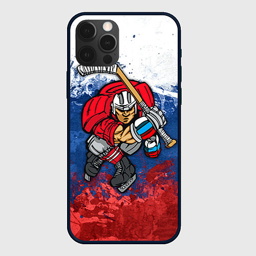 Чехол iPhone 12 Pro Max Русский хоккеист / 3D-Черный – фото 1