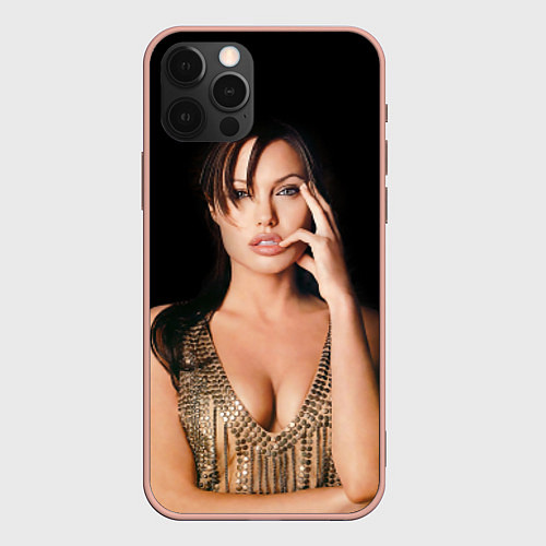 Чехол iPhone 12 Pro Max Angelina Jolie / 3D-Светло-розовый – фото 1