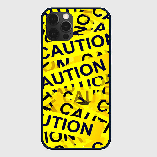 Чехол iPhone 12 Pro Max Caution / 3D-Черный – фото 1