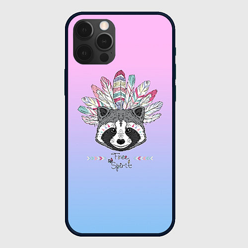 Чехол iPhone 12 Pro Max Raccoon: Free Spirit / 3D-Черный – фото 1
