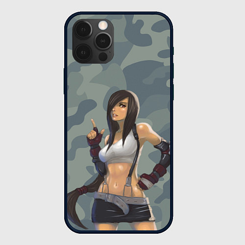Чехол iPhone 12 Pro Max Военная девушка Тифа Локхарт - Final Fantasy / 3D-Черный – фото 1