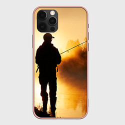 Чехол для iPhone 12 Pro Max Вечерний рыбак, цвет: 3D-светло-розовый