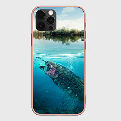 Чехол для iPhone 12 Pro Max Рыбалка на спиннинг, цвет: 3D-светло-розовый