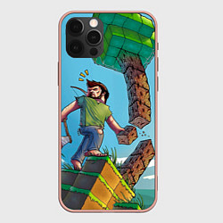 Чехол для iPhone 12 Pro Max Minecraft Woodcutter, цвет: 3D-светло-розовый